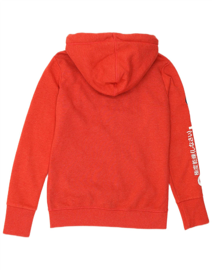 SUPERDRY Pull à capuche zippé graphique pour femme UK 8 Small Orange Coton