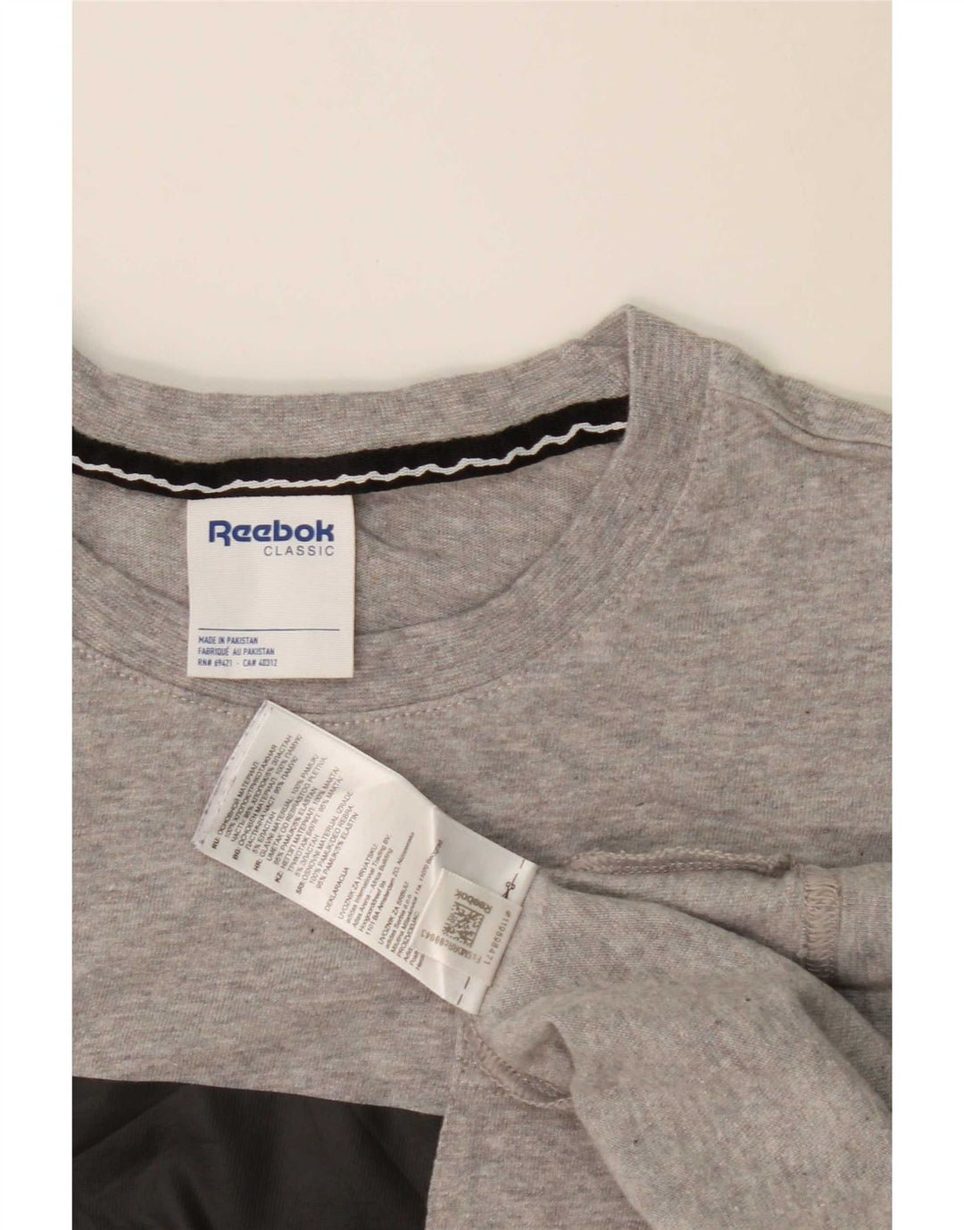 Reebok T-Shirt Homme Haut Large Gris Colorblock Cotton
