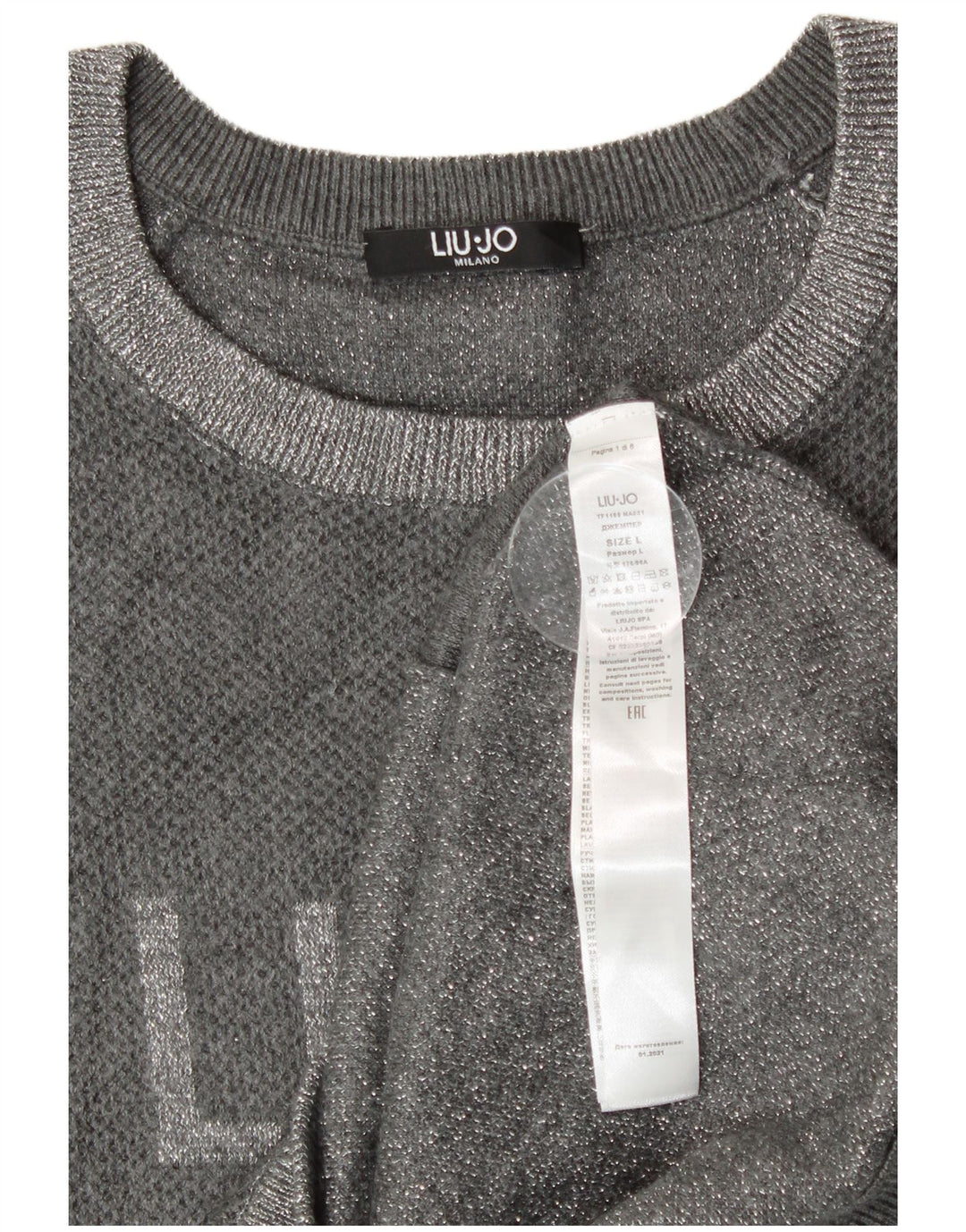 Liu Jo Pull à col rond pour femme UK 14 Large Colorblock Argenté