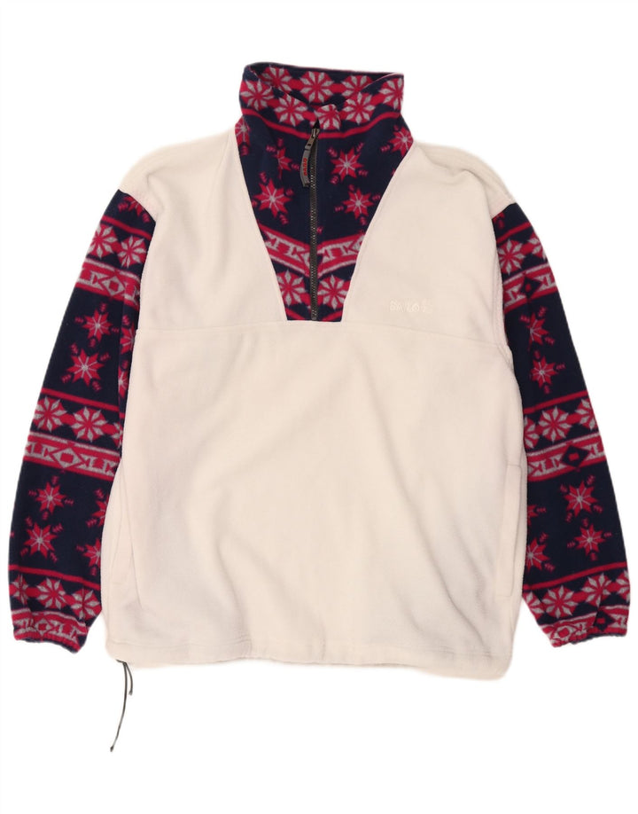 BAILO Pull polaire à col zippé pour homme XL Blanc Fair Isle Polyester