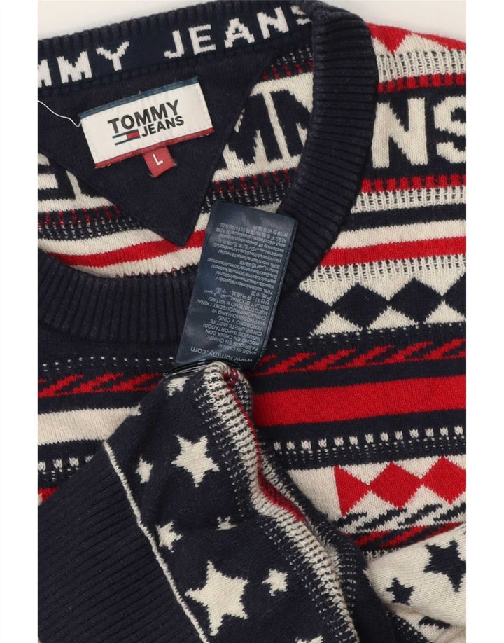 Tommy Hilfiger Pull à col rond pour homme Large rayé multicolore