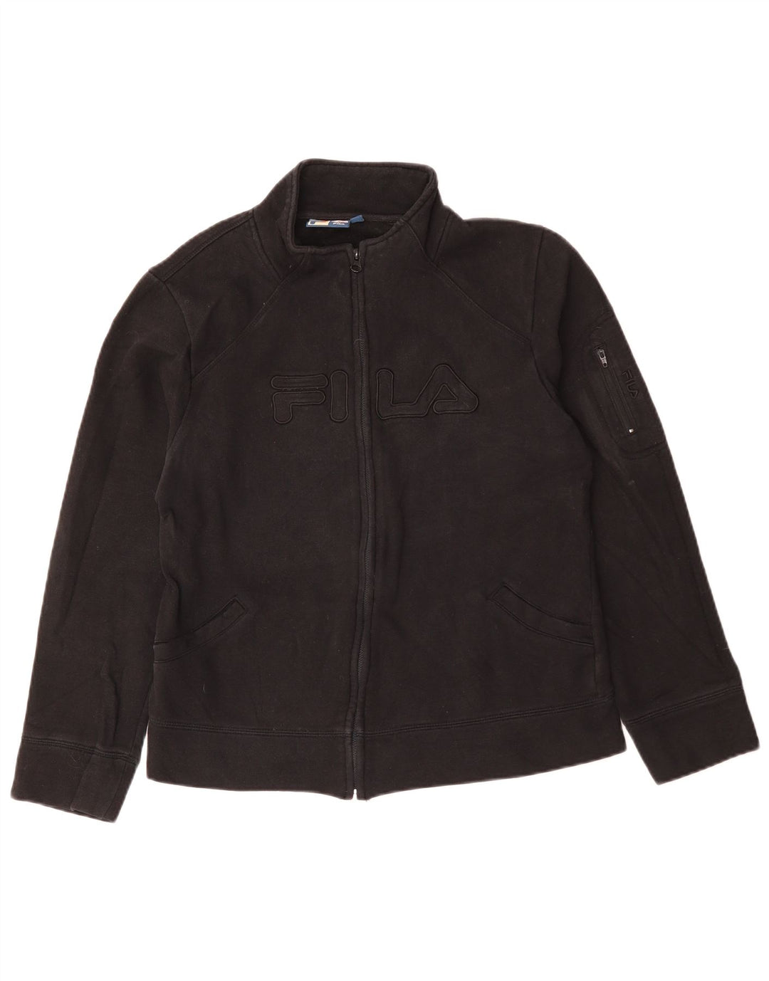 FILA Veste de survêtement graphique pour femme UK 16 Large Noir Coton