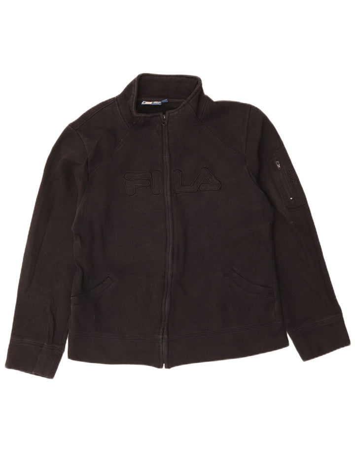 FILA Veste de survêtement graphique pour femme UK 16 Large Noir Coton