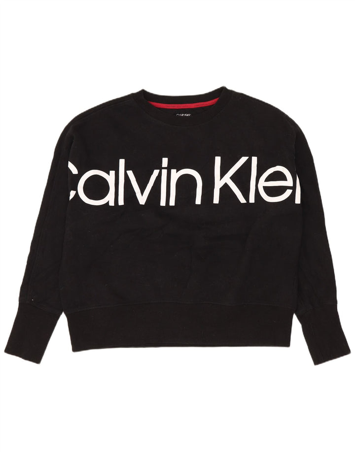 Calvin Klein Sweat-shirt surdimensionné graphique pour femme UK 14 Noir moyen
