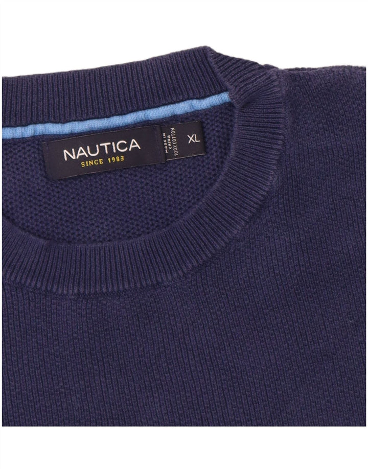 NAUTICA Pull à col rond pour femme UK 18 XL Bleu marine en coton