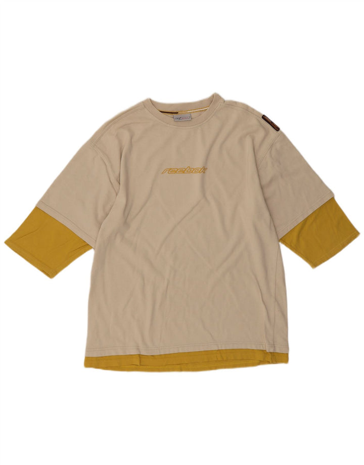 REEBOK Tee-Shirt Graphique Homme Beige Moyen Colourblock
