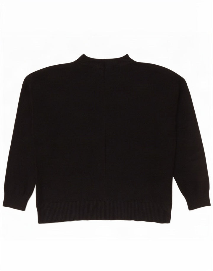 Oasis Pull à col rond pour femme UK 14 Medium Noir Viscose
