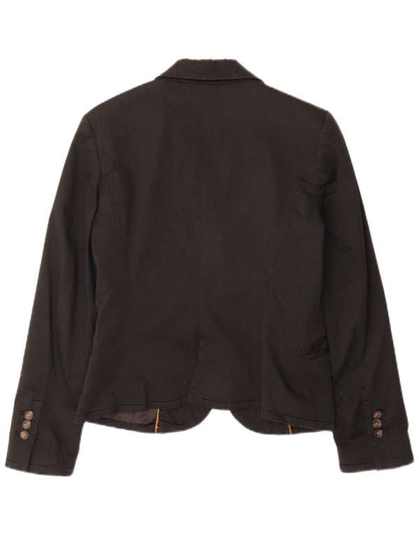 Zara Veste Blazer 2 Boutons Femme UK 14 Grand Coton Noir