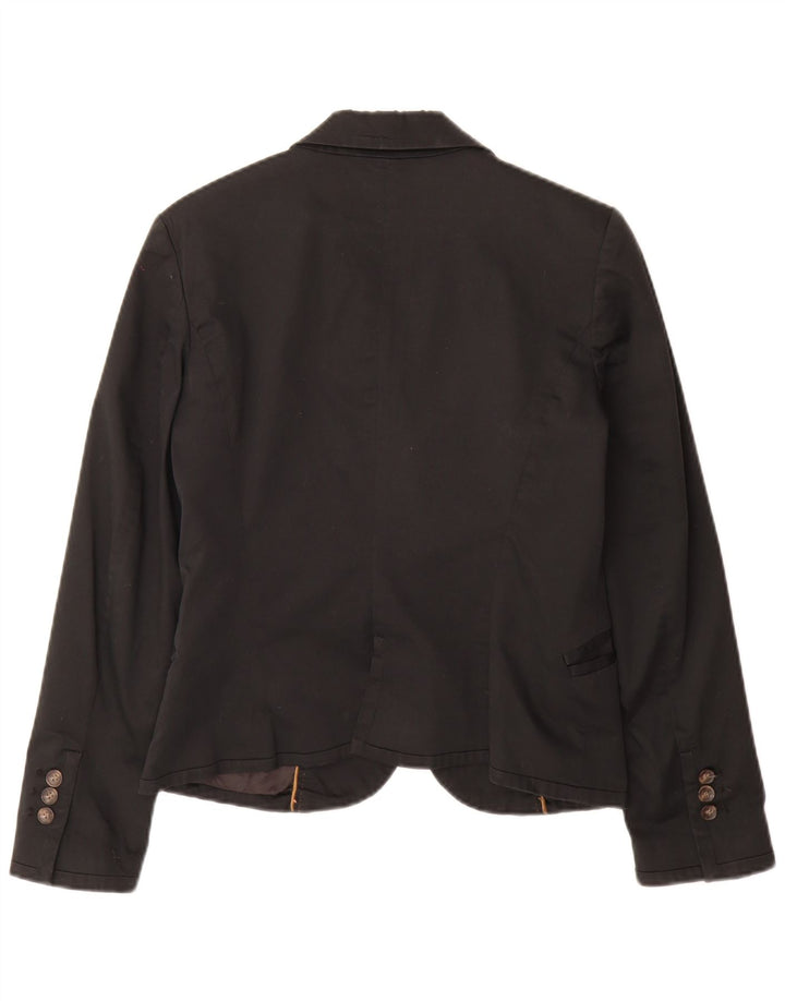 Zara Veste Blazer 2 Boutons Femme UK 14 Grand Coton Noir