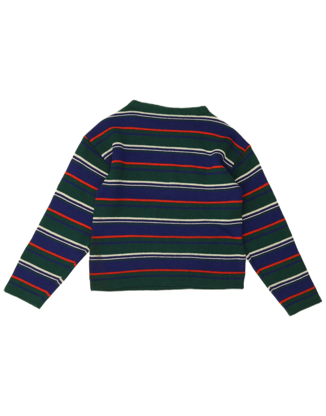 vintage Femme Turtle Neck Jumper Pull IT 42 Moyen Vert Rayé