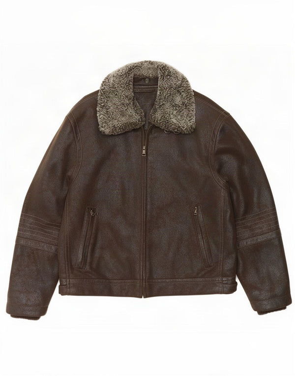 Stones Veste Bomber Homme UK 42 XL Marron Polyester