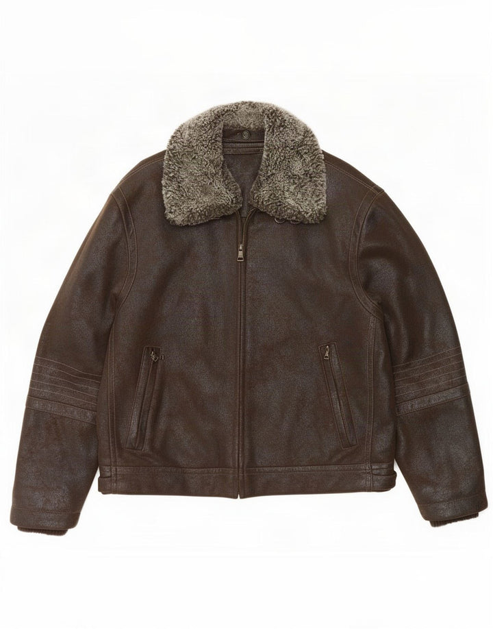 Stones Veste Bomber Homme UK 42 XL Marron Polyester