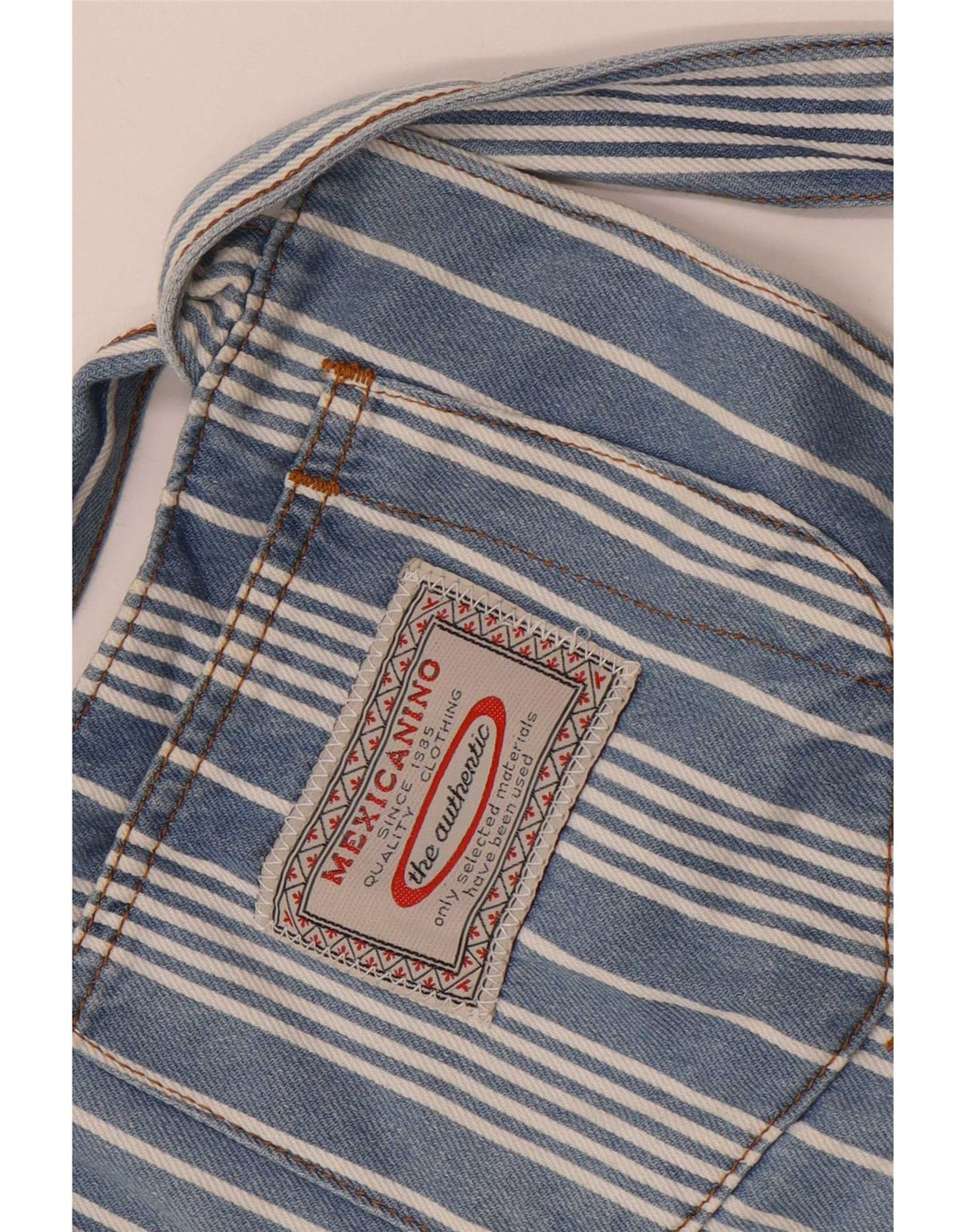 vintage Femme Dungarees Shorts W28 Bleu Moyen Rayé