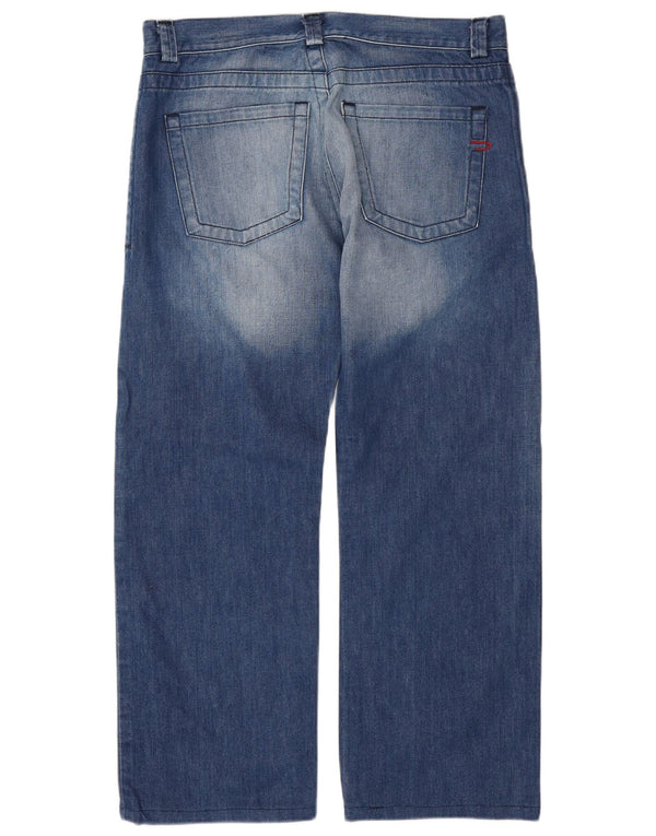 DIESEL Jean droit délavé à l'acide pour homme W34 L29 bleu coton