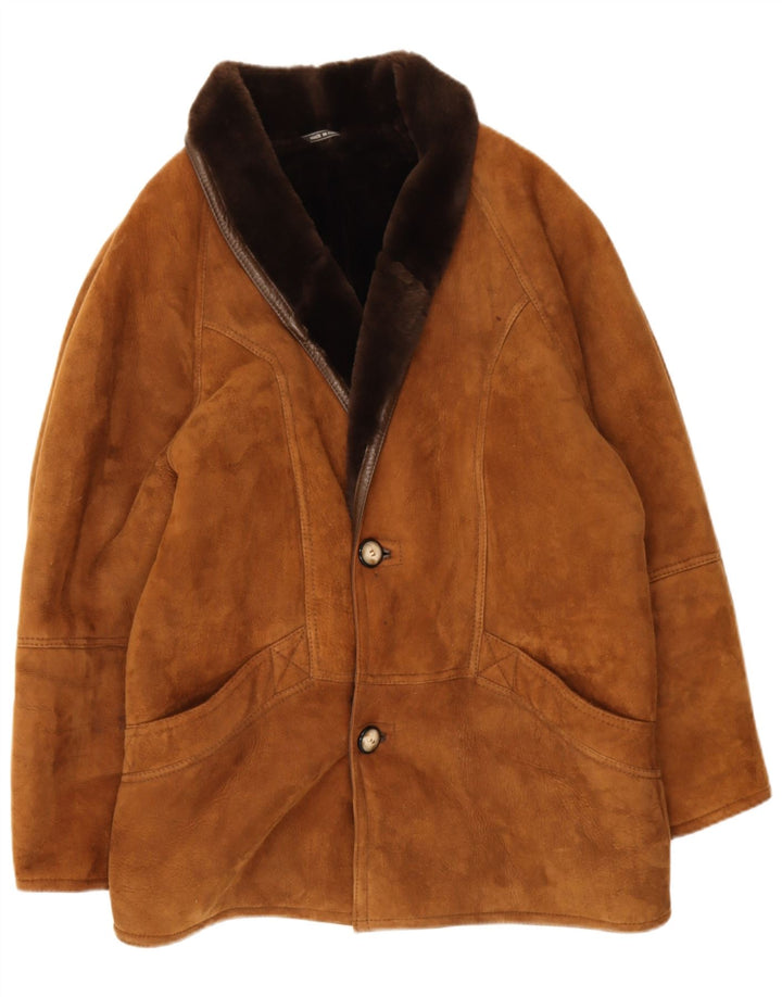 veste en peau de mouton vintage pour hommes IT 48 Brun moyen