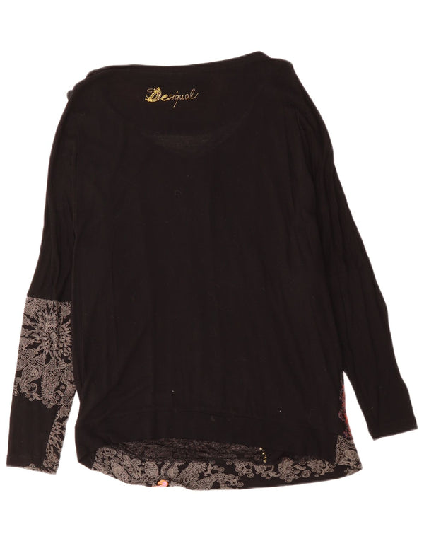 Desigual Haut graphique surdimensionné à manches longues pour femme UK 16 Grand Noir Floral