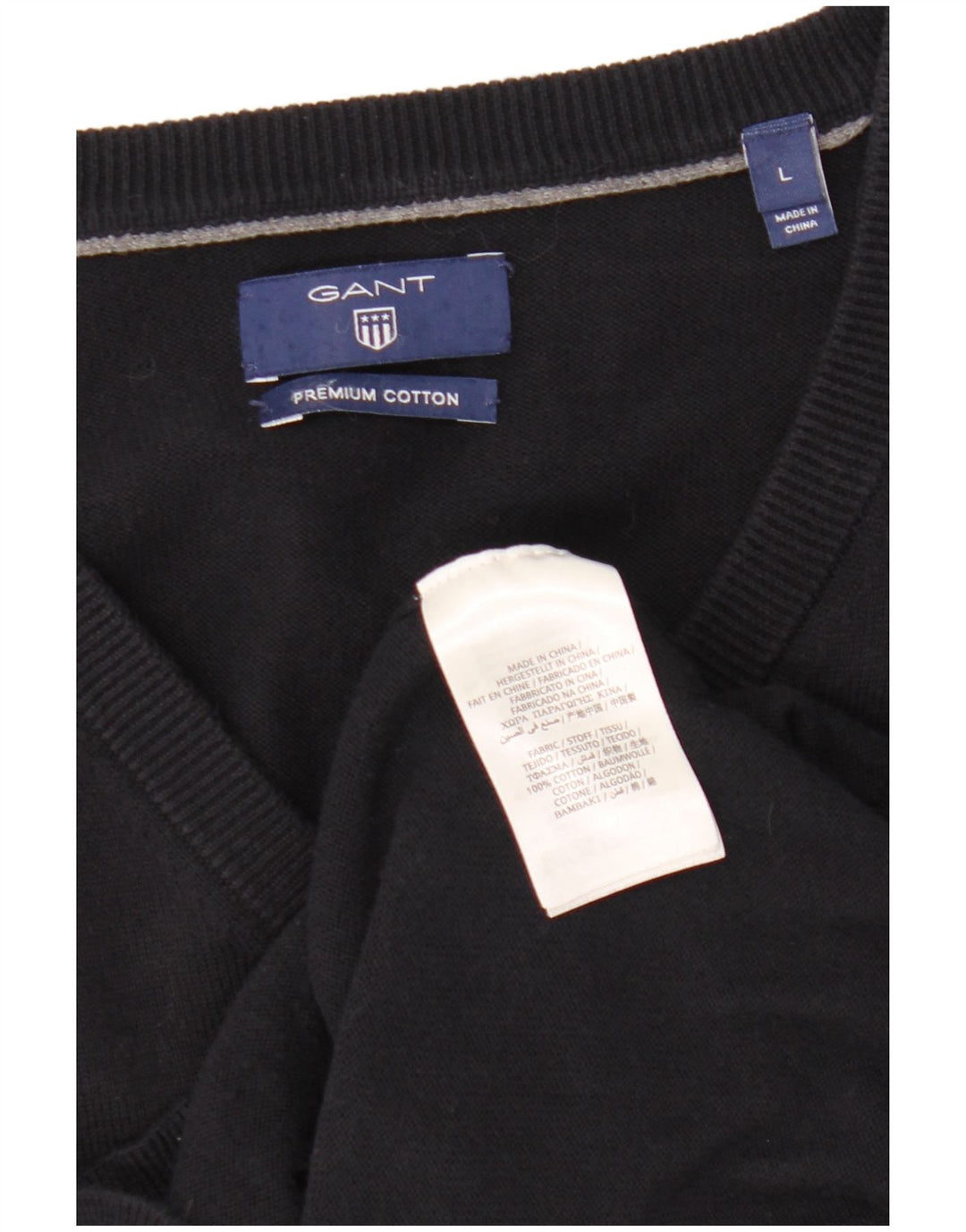 Gant Pull col V pour homme en coton bleu marine Taille L