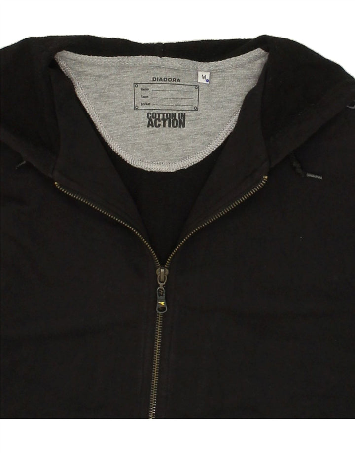 DIADORA Womens Zip Hoodie Sweater UK 14 Medium Black Vintage Diadora and Second-Hand Diadora from Messina Hembry 