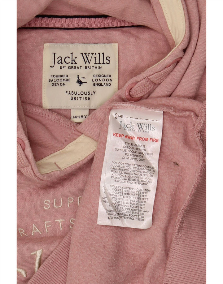 JACK WILLS Pull à capuche graphique fille 14-15 ans Rose Coton