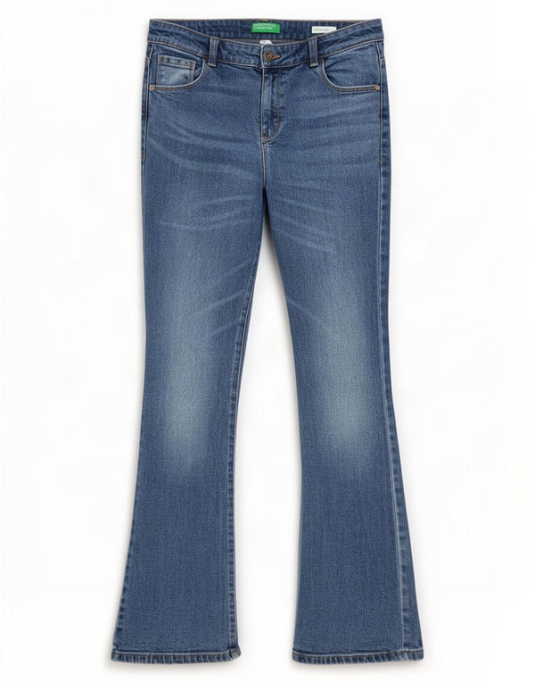 Benetton Jean évasé Bonnie Fille 13-14 ans 3XL W28 L79 Bleu Coton