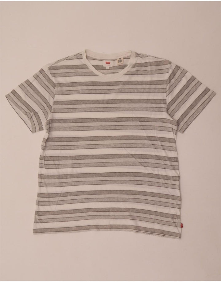 Levi's T-Shirt Homme Large Gris Rayé Coton