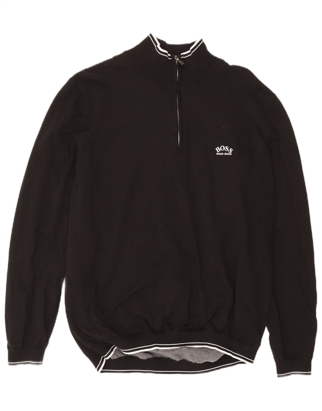 Hugo Boss Pull à col zippé pour homme 2XL Coton noir