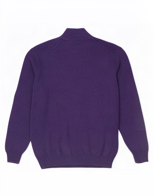 Lacoste Homme Zip Neck Jumper Pull Taille 7 2XL Violet Coton