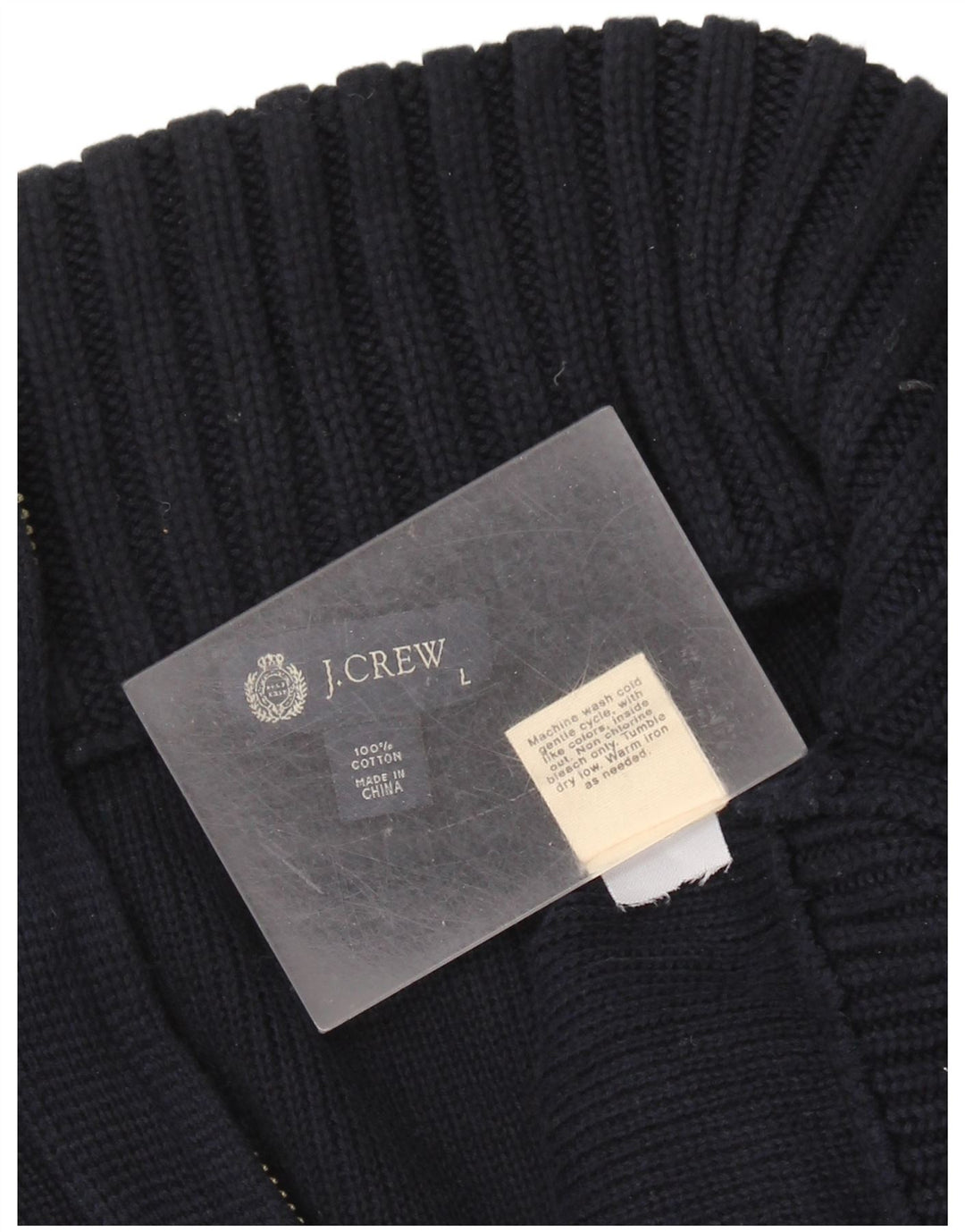J. CREW Pull col zippé pour homme en coton bleu marine Taille L