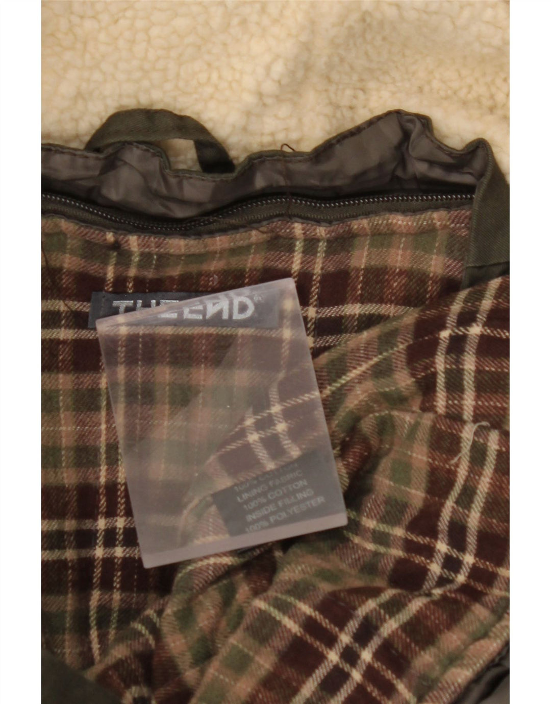 VINTAGE Veste Parka à capuche homme UK 40 Grand coton kaki