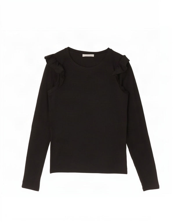 Zara Femme Trafaluc Top Manches Longues UK 12 Moyen Noir