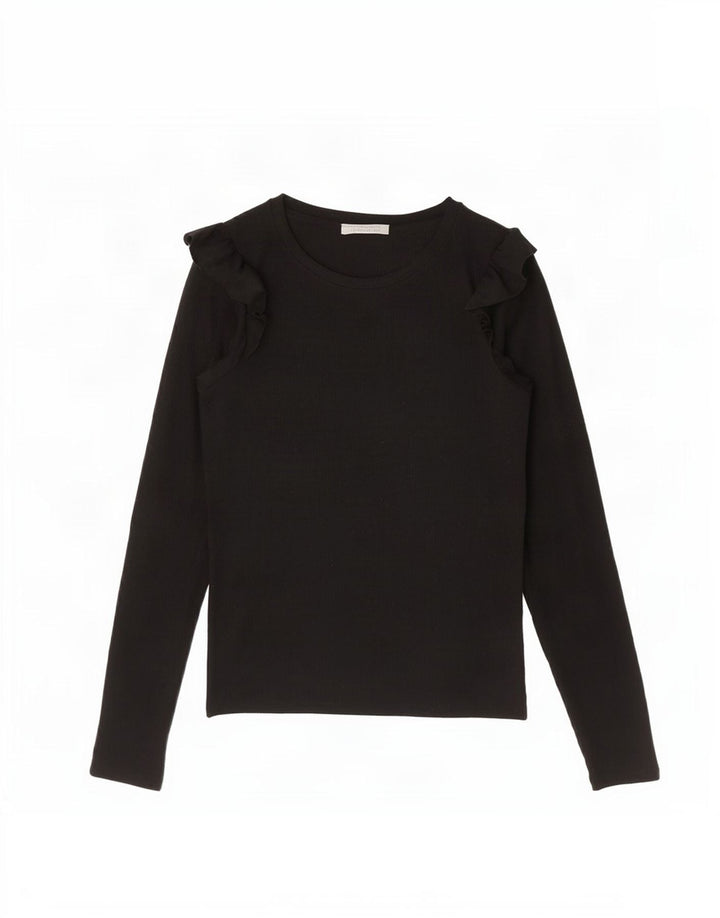 Zara Femme Trafaluc Top Manches Longues UK 12 Moyen Noir