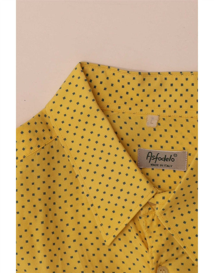 Chemise à manches courtes homme vintage grande viscose tachetée jaune