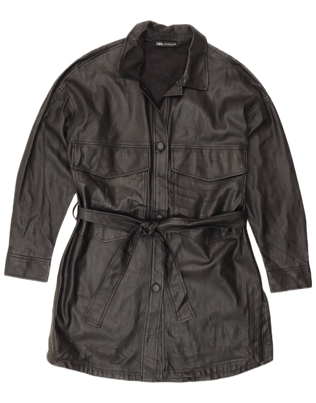 Zara Manteau en simili cuir pour femme UK 10 Petit Noir Polyuréthane Moderne