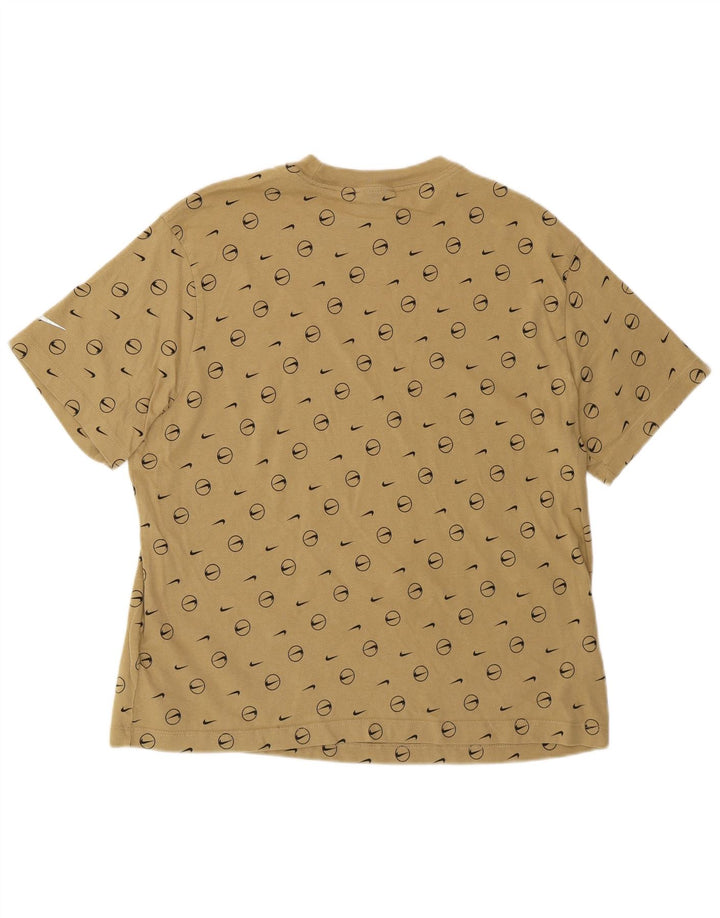 NIKE Womens Graphic T-Shirt Top UK 14 Medium Beige Cotton