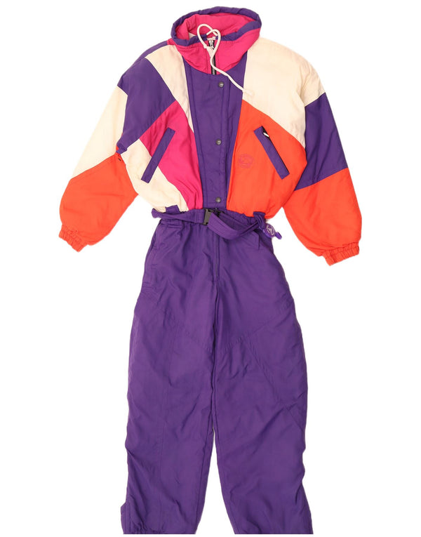 combinaison de ski femme vintage UK 10 Petit Colorblock Violet