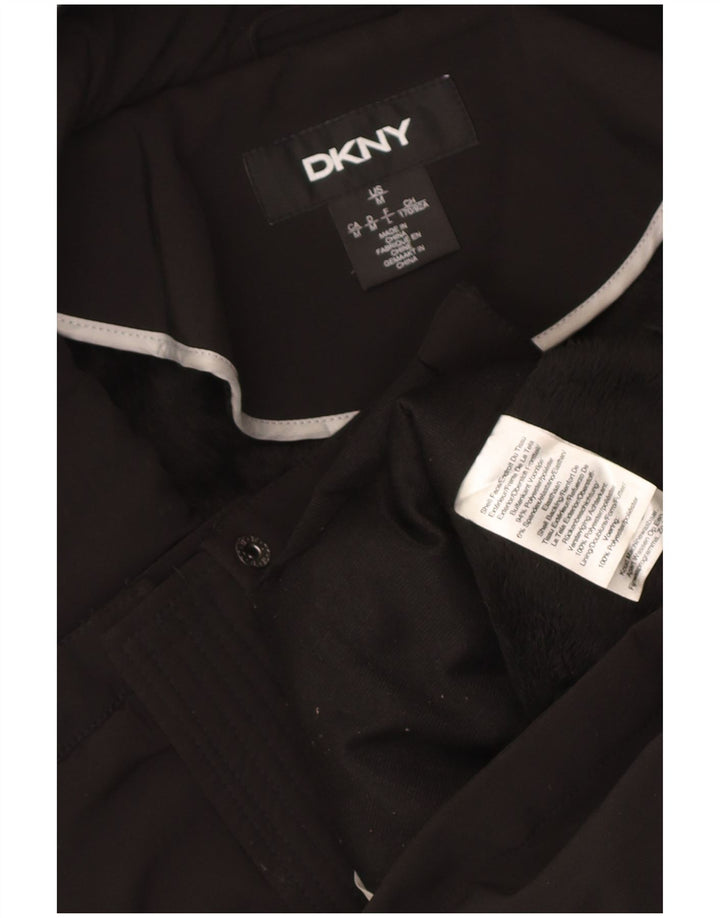 Dkny Veste Parka à capuche pour femme UK 12 Medium Noir Polyester