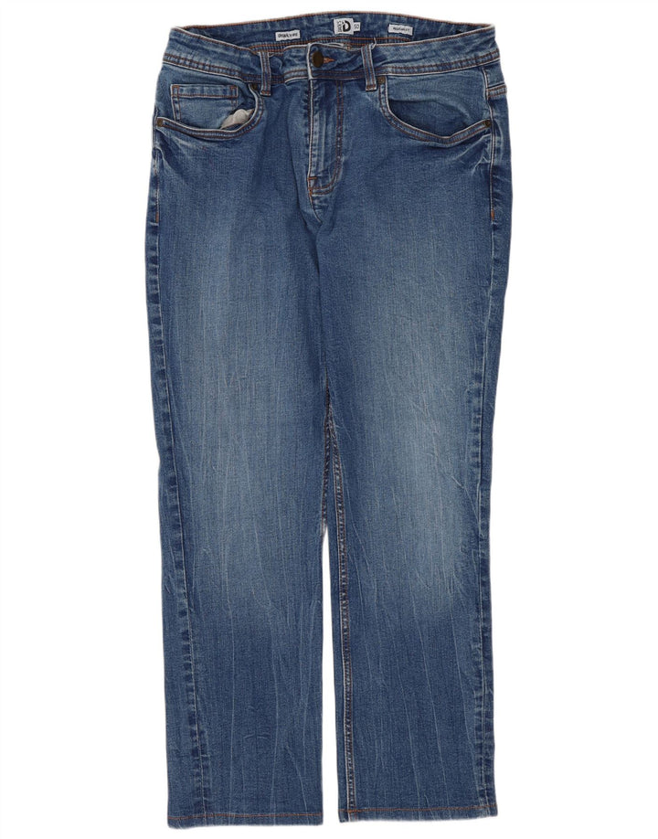 Dack's Jean droit taille moyenne pour femme IT 50 XL W32 L27 Bleu