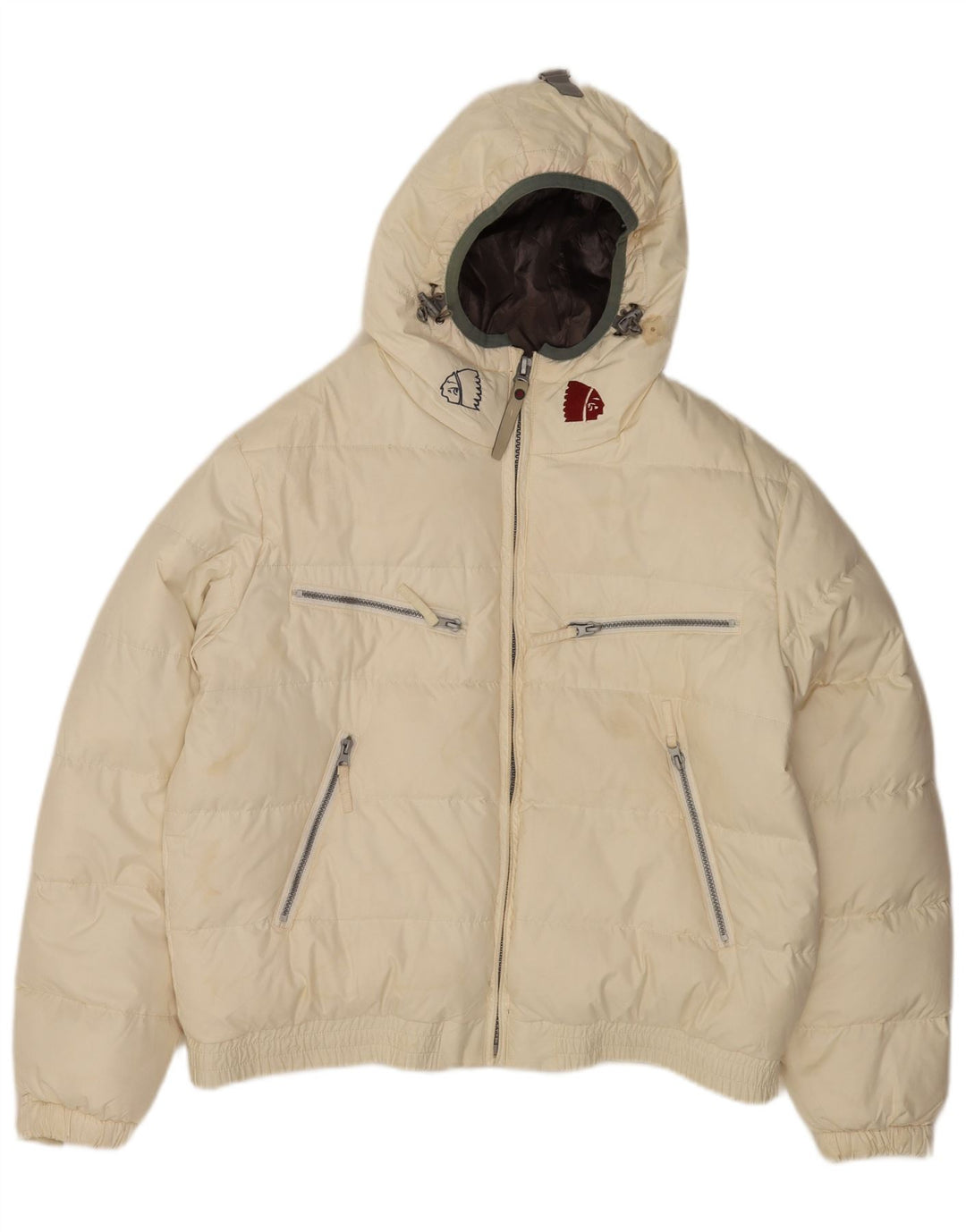 Americanino Veste matelassée à capuche graphique pour homme UK 40 Large Blanc Polyester