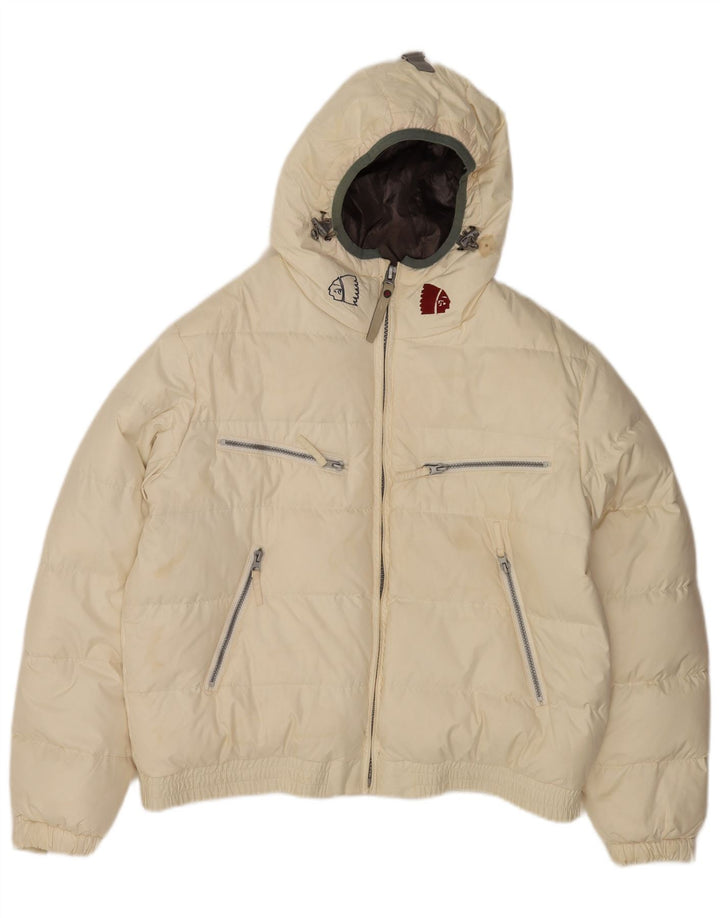 Americanino Veste matelassée à capuche graphique pour homme UK 40 Large Blanc Polyester