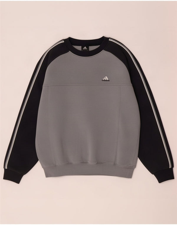 Adidas Sweat-shirt pour homme UK 40/42 Gris moyen Colourblock Coton