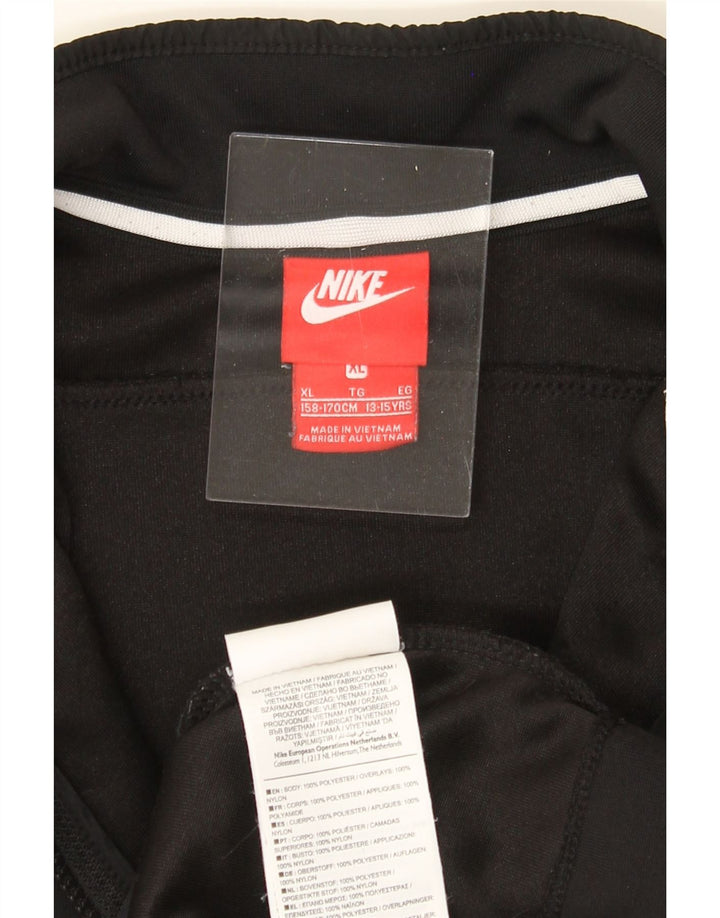 NIKE Boys Graphic Zip Neck Pullover Tracksuit Top 13-14 Years XL Black Vintage Nike and Second-Hand Nike from Messina Hembry 