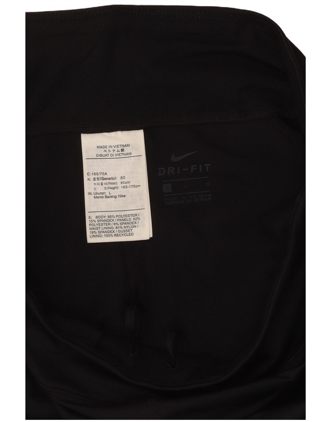 NIKE Legging Dri Fit pour femme UK 16 Large Noir Polyester