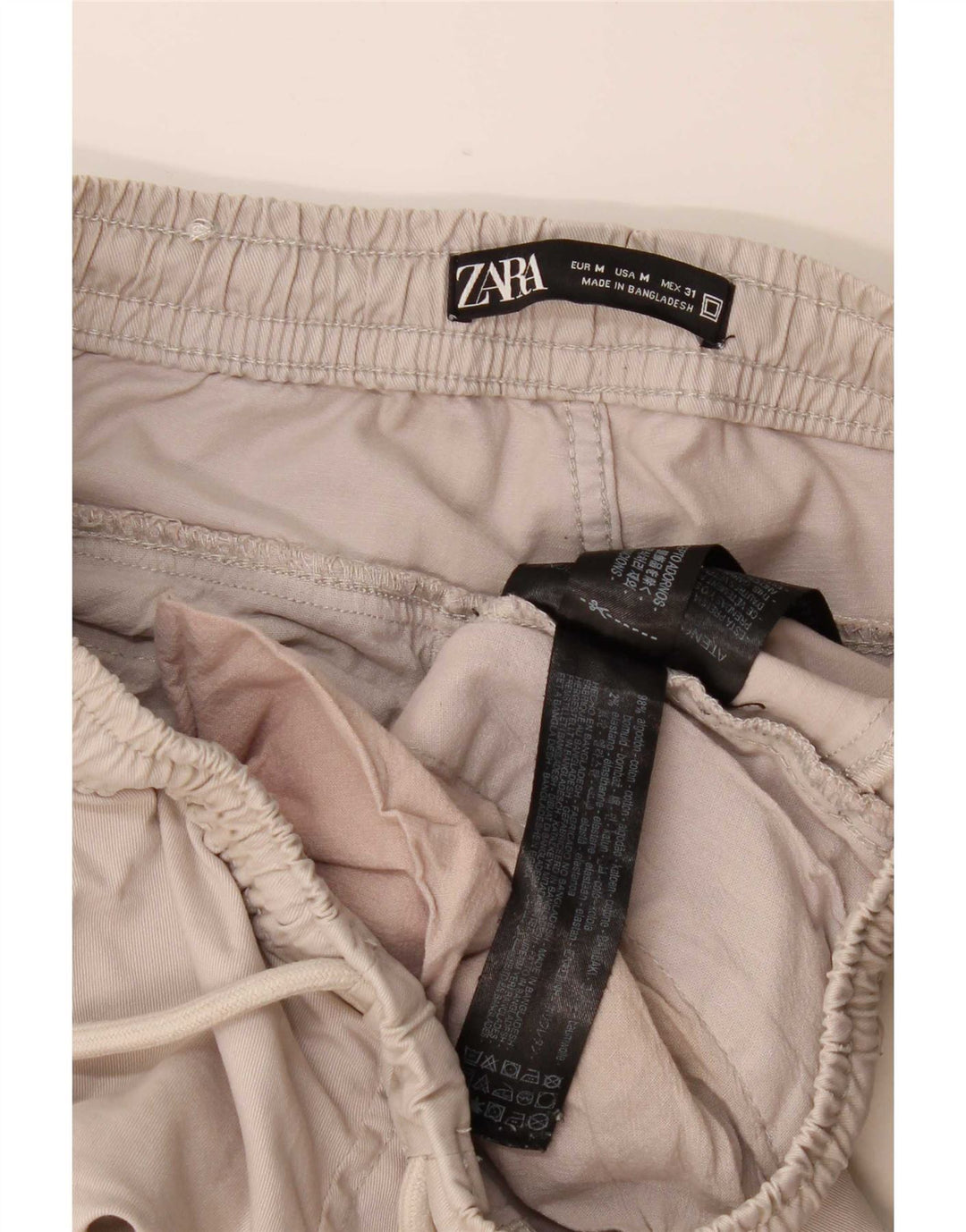 Zara Pantalon Cargo Crop Joggers Homme Moyen W30 L26 Gris Coton