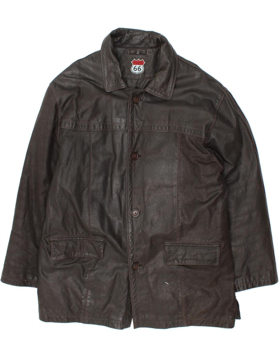 ROUTE 66 Manteau en cuir pour homme UK 46 3XL Cuir noir