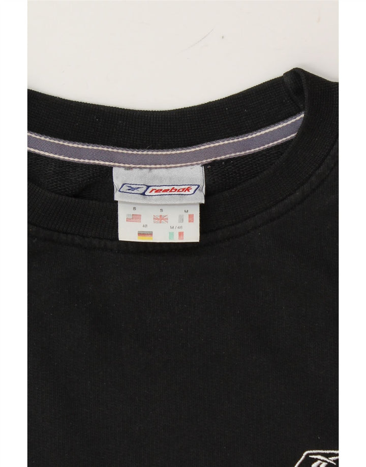 REEBOK Mens Oversized Sweatshirt Jumper Small Black Cotton Vintage Reebok and Second-Hand Reebok from Messina Hembry 