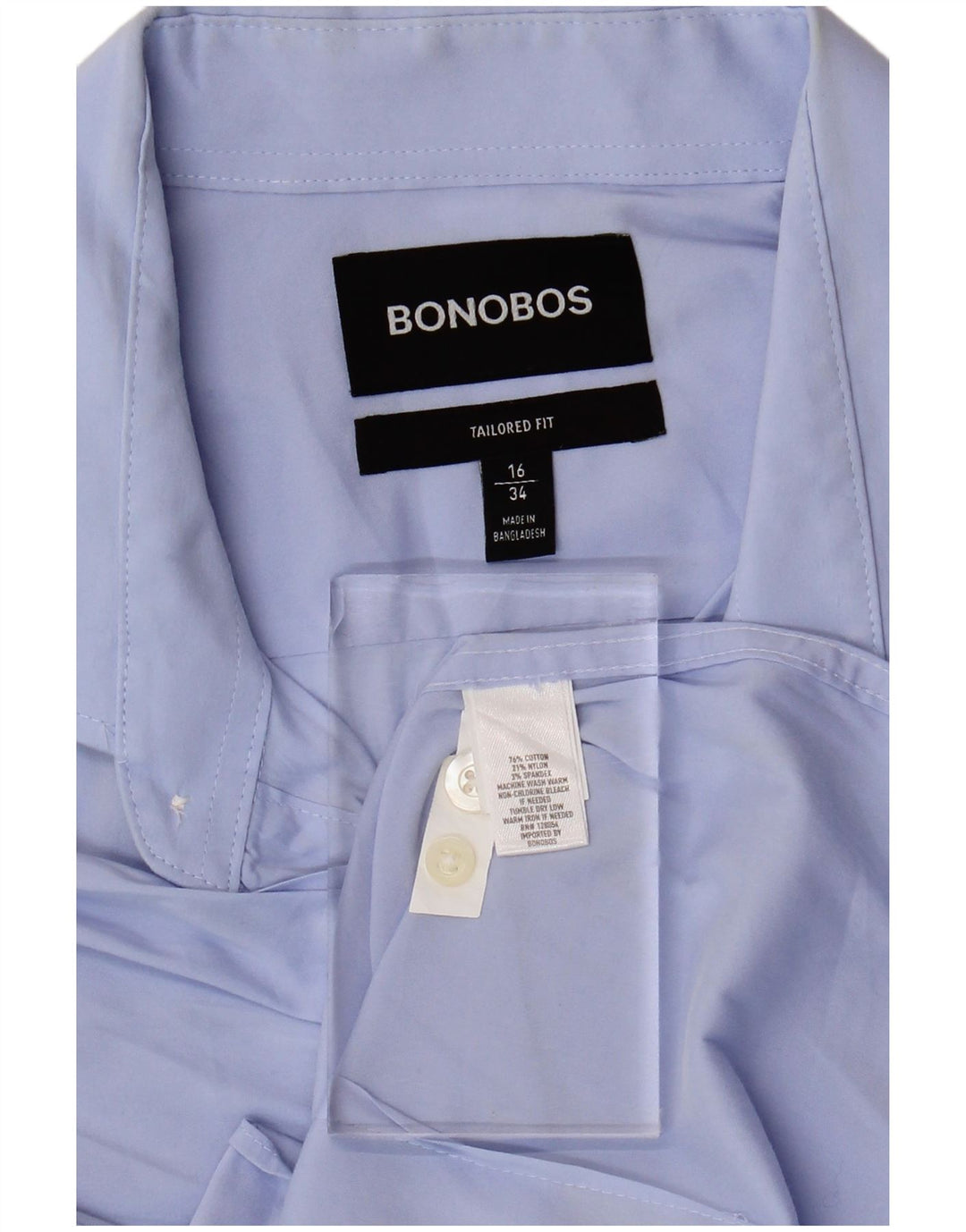 BONOBOS Chemise coupe ajustée pour homme Taille 16 Grand coton bleu