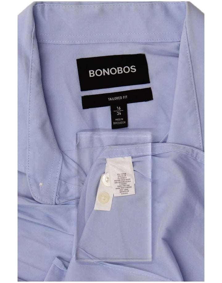 BONOBOS Chemise coupe ajustée pour homme Taille 16 Grand coton bleu