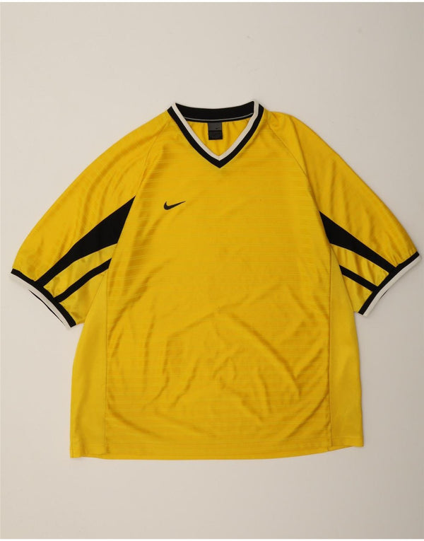 Nike T-Shirt Homme UK 47/48 2XL Jaune Colorblock Polyester