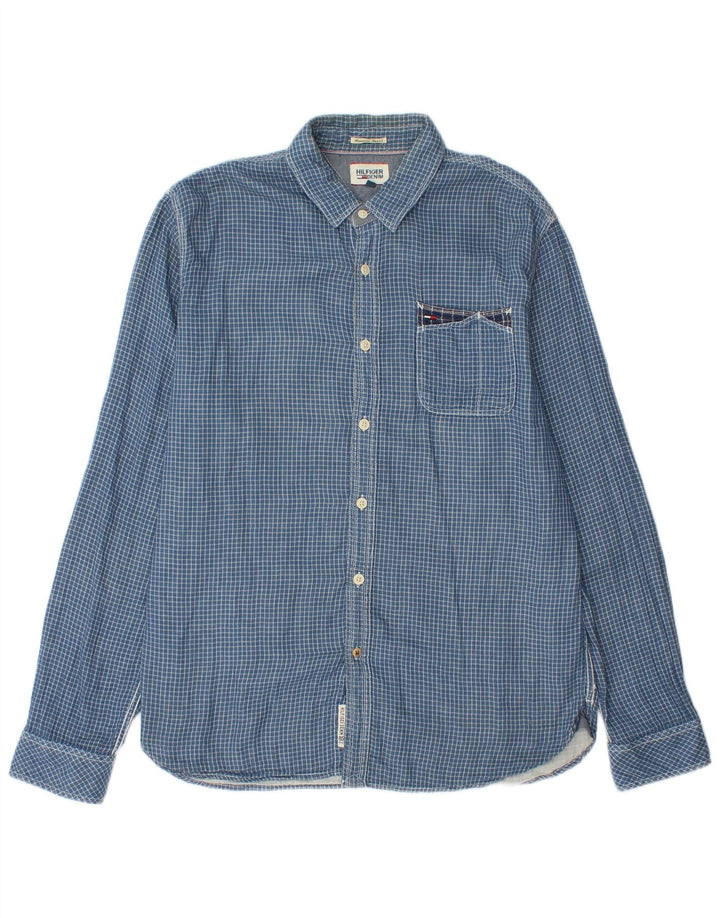 Tommy Hilfiger Chemise Homme Grand Carreau Bleu Coton