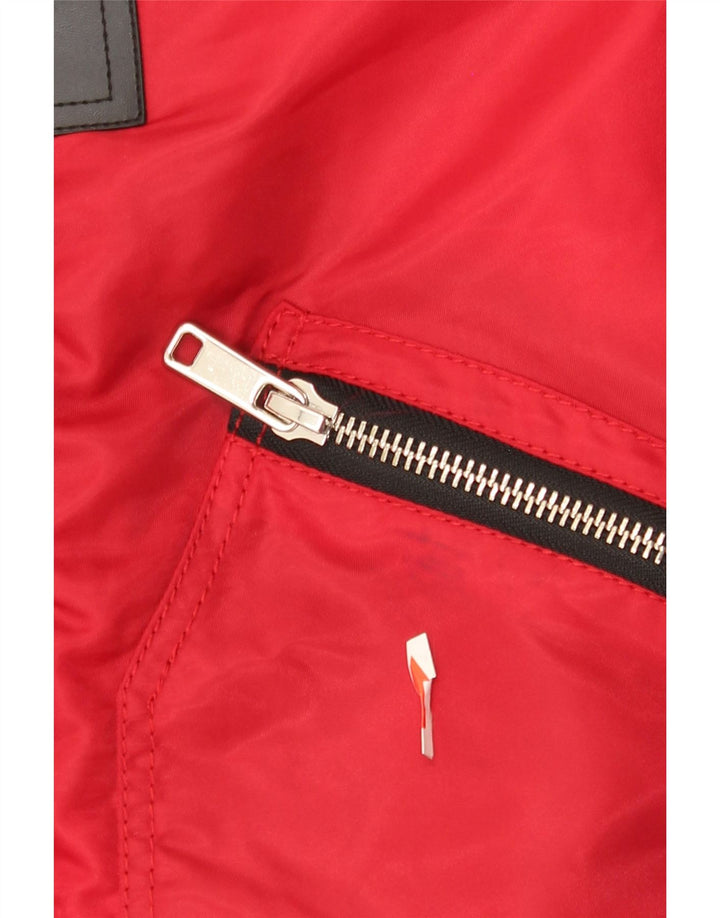 Zara Veste Bomber Homme UK 36 Petit Nylon Colorblock Rouge